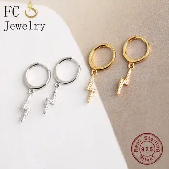 

FC Jewelry 925 Silver Small Gold Color Lightning Zirconia Crystal Piercing Hoop Earrings For Women's Pendientes Boucle 2020 NEW