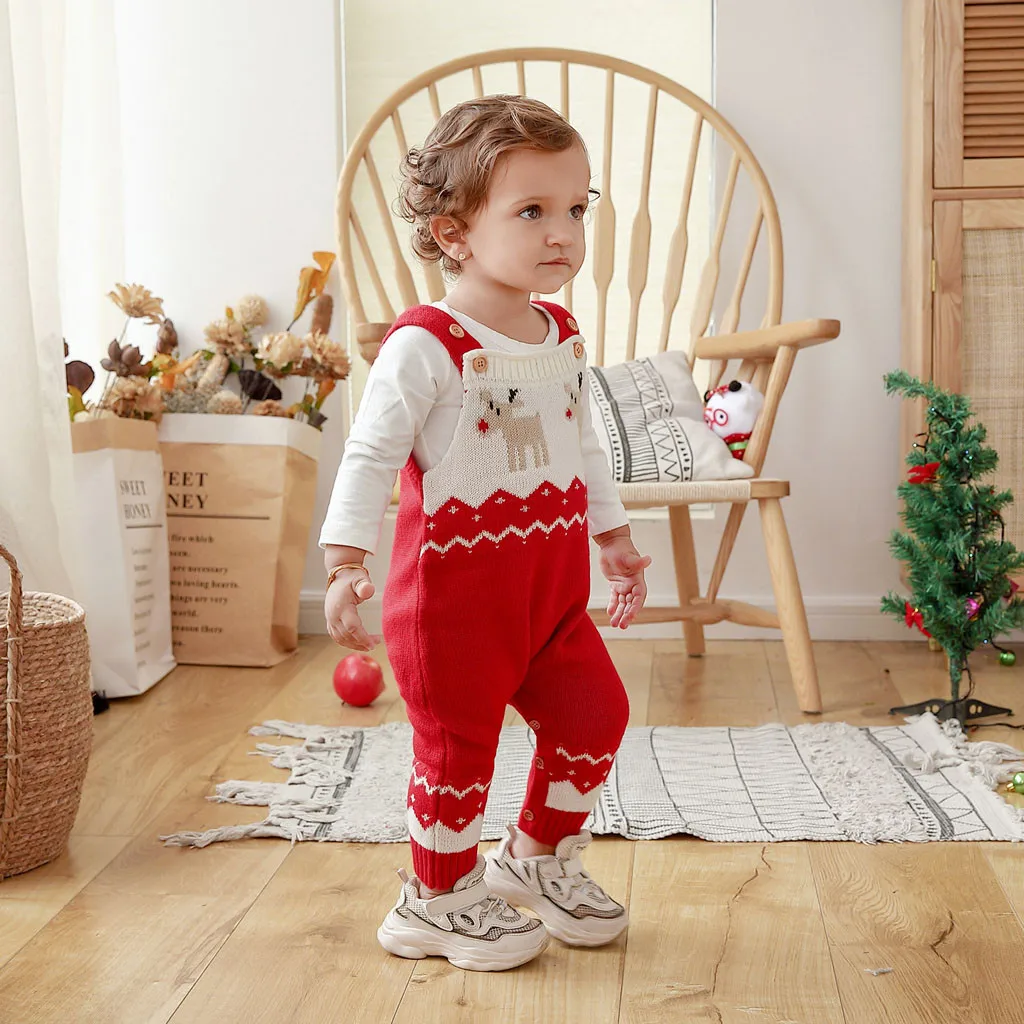 Рождественский костюм для новорожденных; Вязаный комбинезон с Санта ...