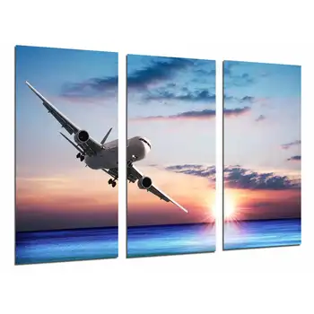 

Plane Passenger in the Sky, Atardcer at Sea, photo print on wood, modern picture decorative 26909