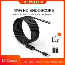 DEPSTECH 86T endoskop kamera USB elastyczne IP67 wodoodporny 6 regulowana dioda boroskop inspekcyjny typ kamery dla Android PC