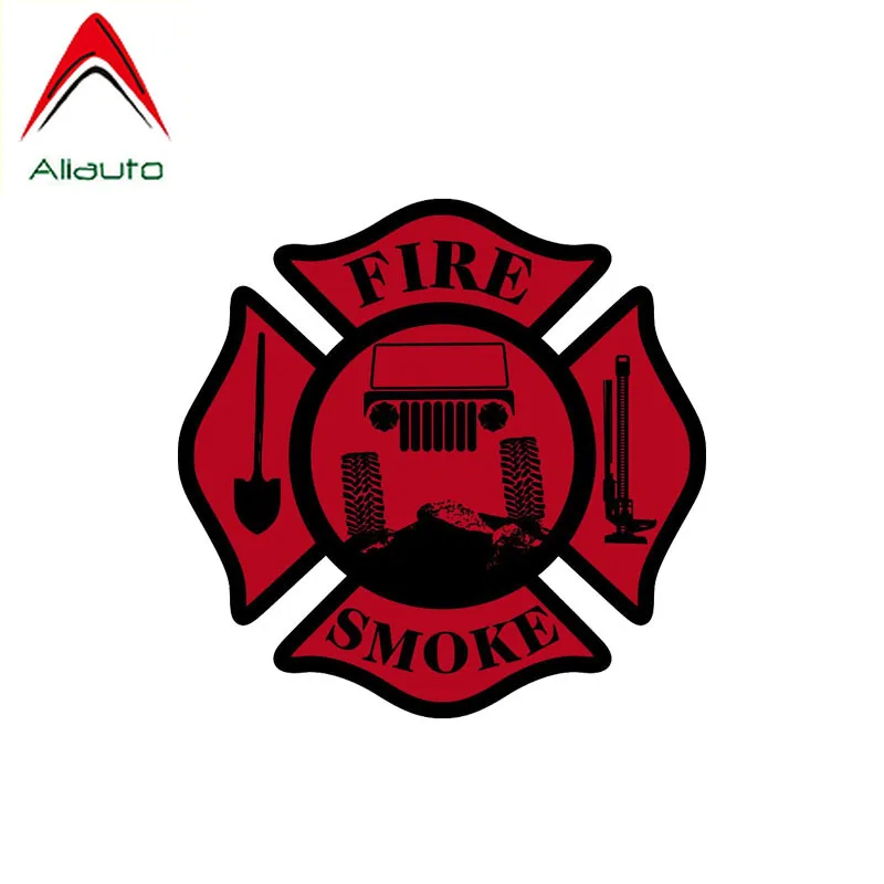 Aliauto Reflective Car Sticker Funny Firefighter Fire Smoke Decal PVC for Mercedes Honda Toyota Volkswagen Renault Vw 11cm*11cm |