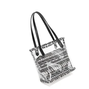 

2020 Summer New Style Western Style WOMEN'S Bag Transparent PVC Different Size Bags Shoulder Bag/ Hand Bag Fashion Canvas Bucket