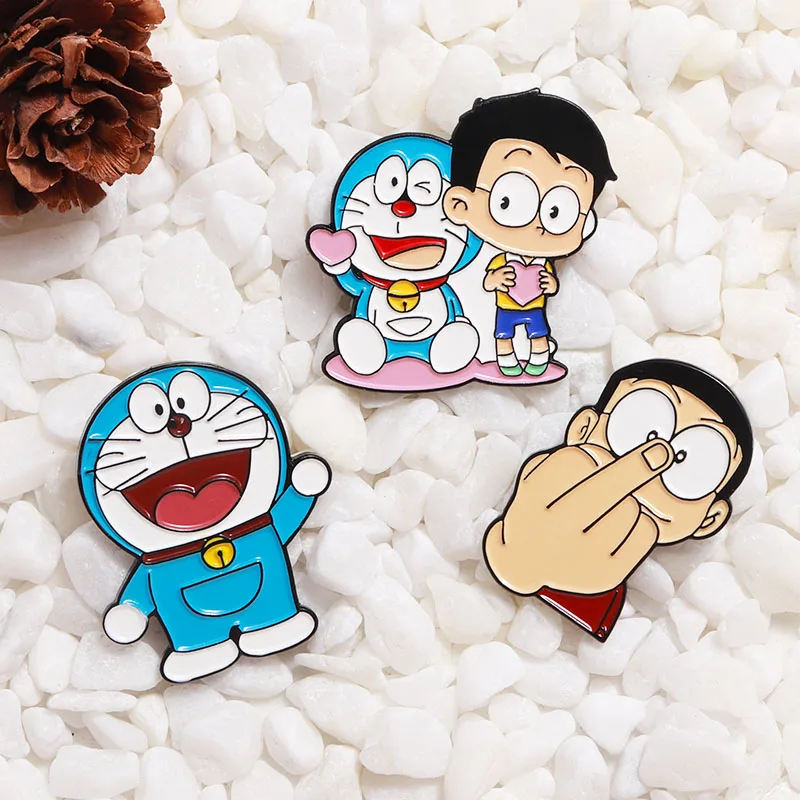 Cartoon Doraemon Enamel Pins Classic Cartoon Icons Brooch Badge Buttons Brooch Shirt Denim Jacket Lapel Anime Lovers Jewelry Brooches Aliexpress