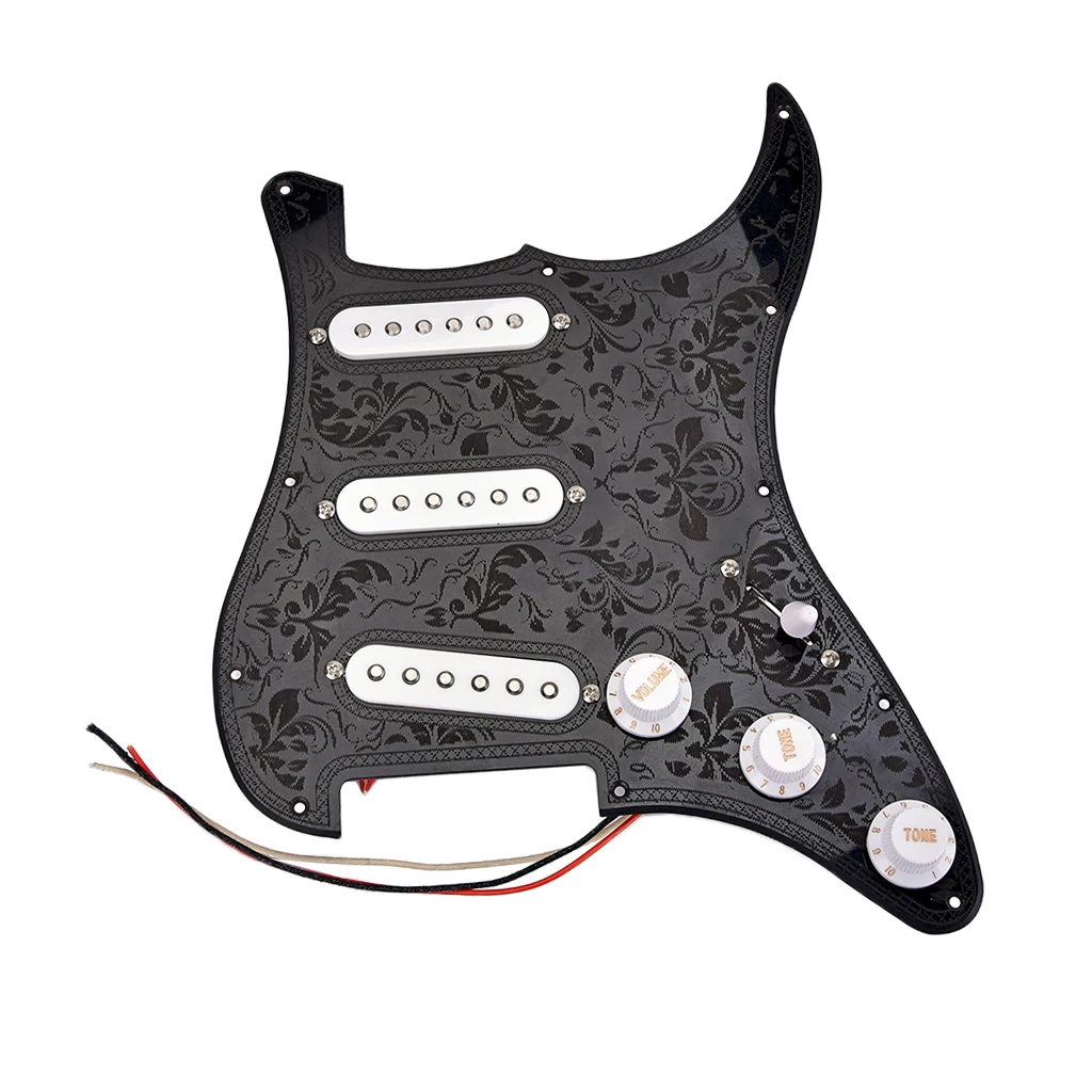 3Ply SSS Prewired Loaded Pickguard Electric Guitar Humbucker Parts Black 11.14x8.86x0.55inch