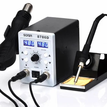 

Hot Air SONER-8786D 2 In 1 Rework Station Dual Display SMD Rework Soldering Station