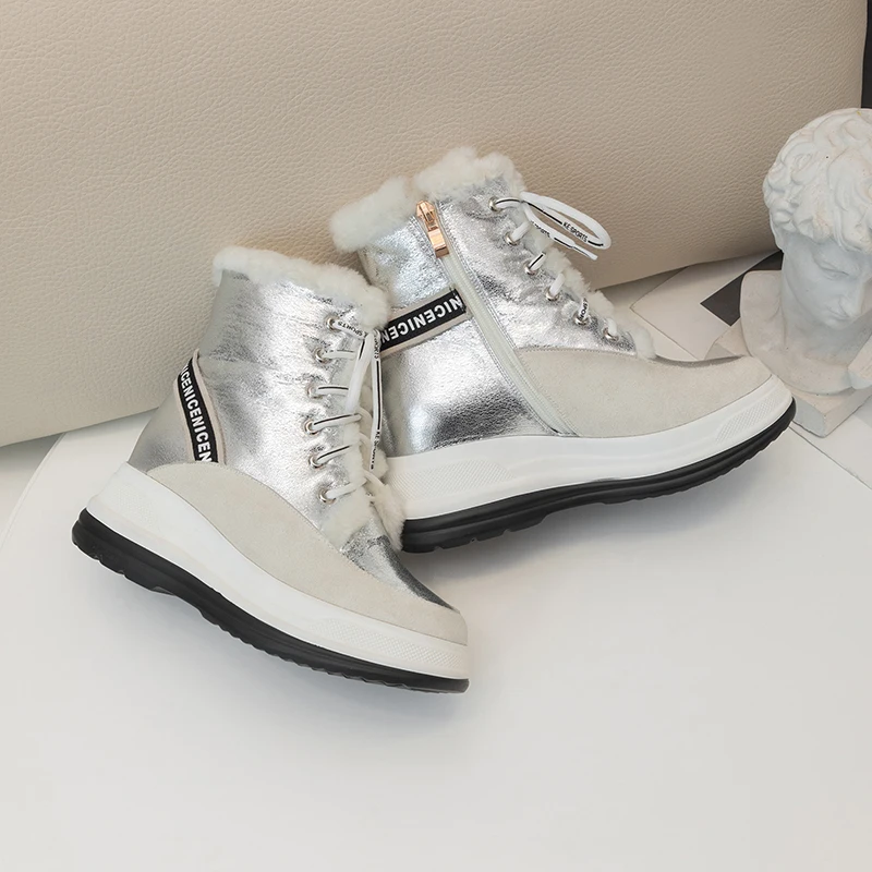 Size34-43 ботинки из натуральной кожи женские зимние теплые шерстяные меховые кроссовки зимние ботинки на платформе женские ботильоны женская повседневная обувь