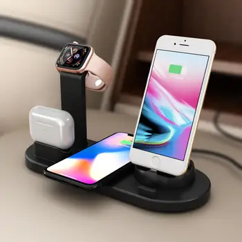 

4-in-1Wireless Charging Induction Mobile Phone Charger Stand for iPhone 11 Pro X XS Max XR 8 Airpods Apple Watch Docking Station