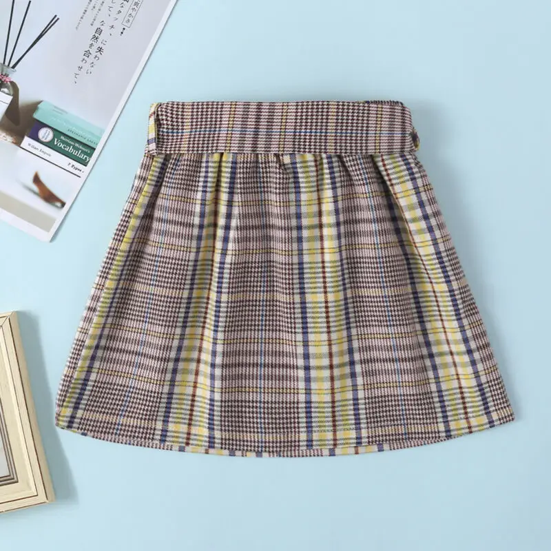 Милая одежда для малышей для девочек с клетчатым паттерном юбочный ...