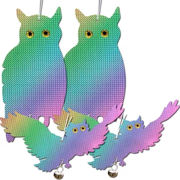 

4 Pack Bird Repellent Device Reflective Hanging Owl Deterrent for Outdoors Keep Birds Away From Garden Yard