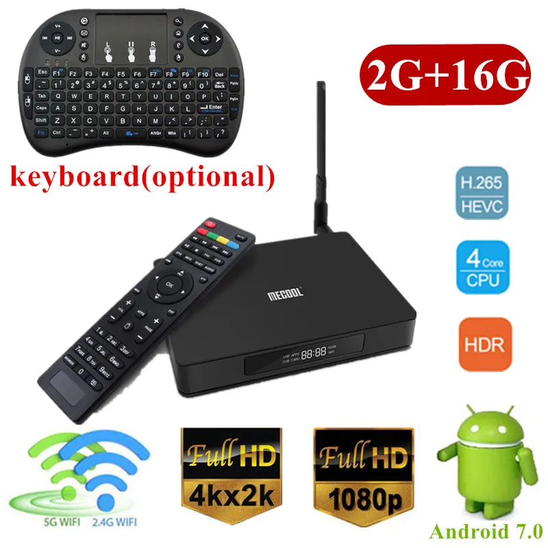

Smart Mecool K6 TV Box HiSilicon HI3798 Quad-Core 2G+16G 2.4G/5G WiFi Set Top Box H.265 HDMI2.0 3D 4K Media Player +Keyboard