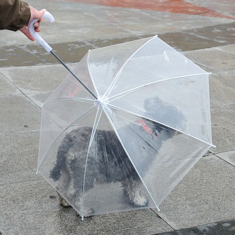 

Transparent Pet Umbrella Portable Built-In Leash Puppy Umbrella Cat Raincoat Small Dog Cat Rain Gear with Dog Leads Keeps