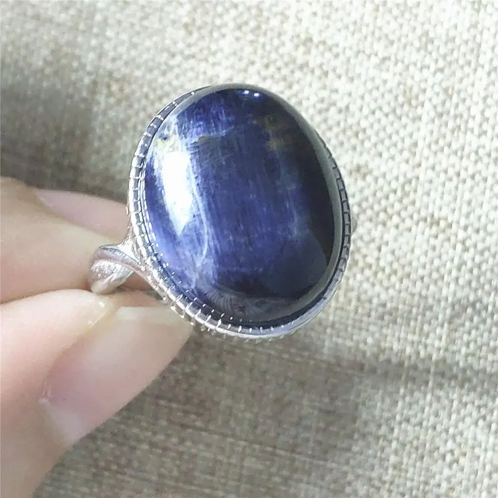 

Natural Blue Pietersite Chatoyant Gemstone Adjustable Women Men Ring 16x14mm From Namibia 925 Sterling Silver Crystal Love AAAAA