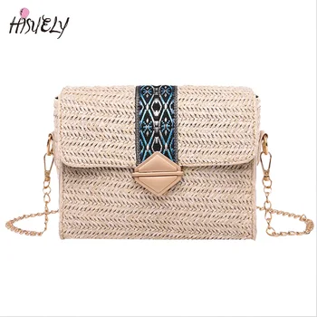 

2020 Bohemia Straw Bags New Square Women Summer Rattan Bag lady Handmade Woven Beach Cross Body Bag Handbag travel vocation Hot