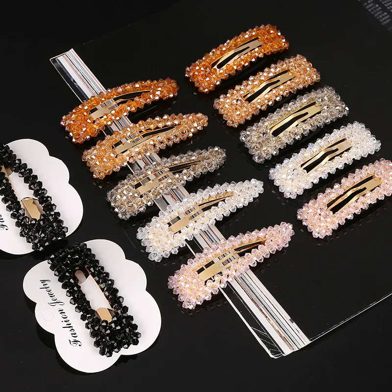 Crystal Hairpins Clips Hair-Styling-Tools-Accessories Snap-Hair Rhinestone Geometric