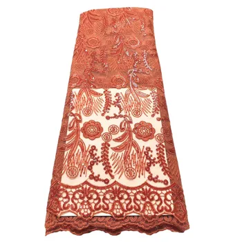 

2020 New Design African Lace Fabric Wholesale French Lace Fabric High Quality Nigerian Tulle Sequins Lace Fabr S800