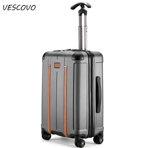 gray VESCOVO высокого класса 2" 24" 28 дюймов ABS+ PC чемодан на колёсиках женские дорожные сумки на колесиках чемодан на колесиках мужские сумки для переноски - Цвет: gray
