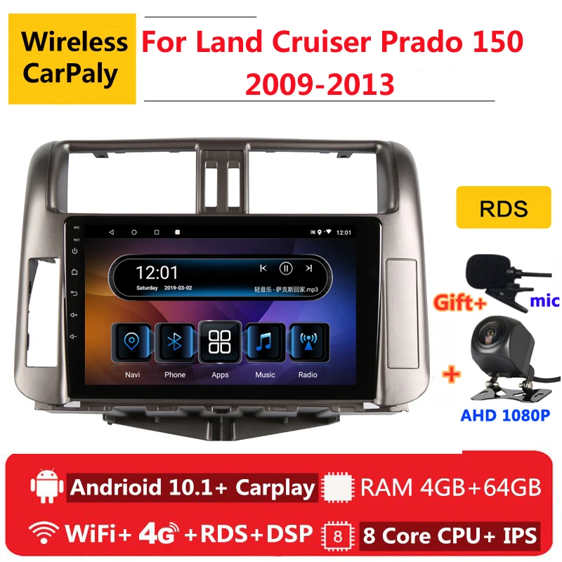 Автомагнитола 2 din 8 ядер android 10 для toyota land cruiser prado 150 2009 2013 GPS DVD мультимедийный