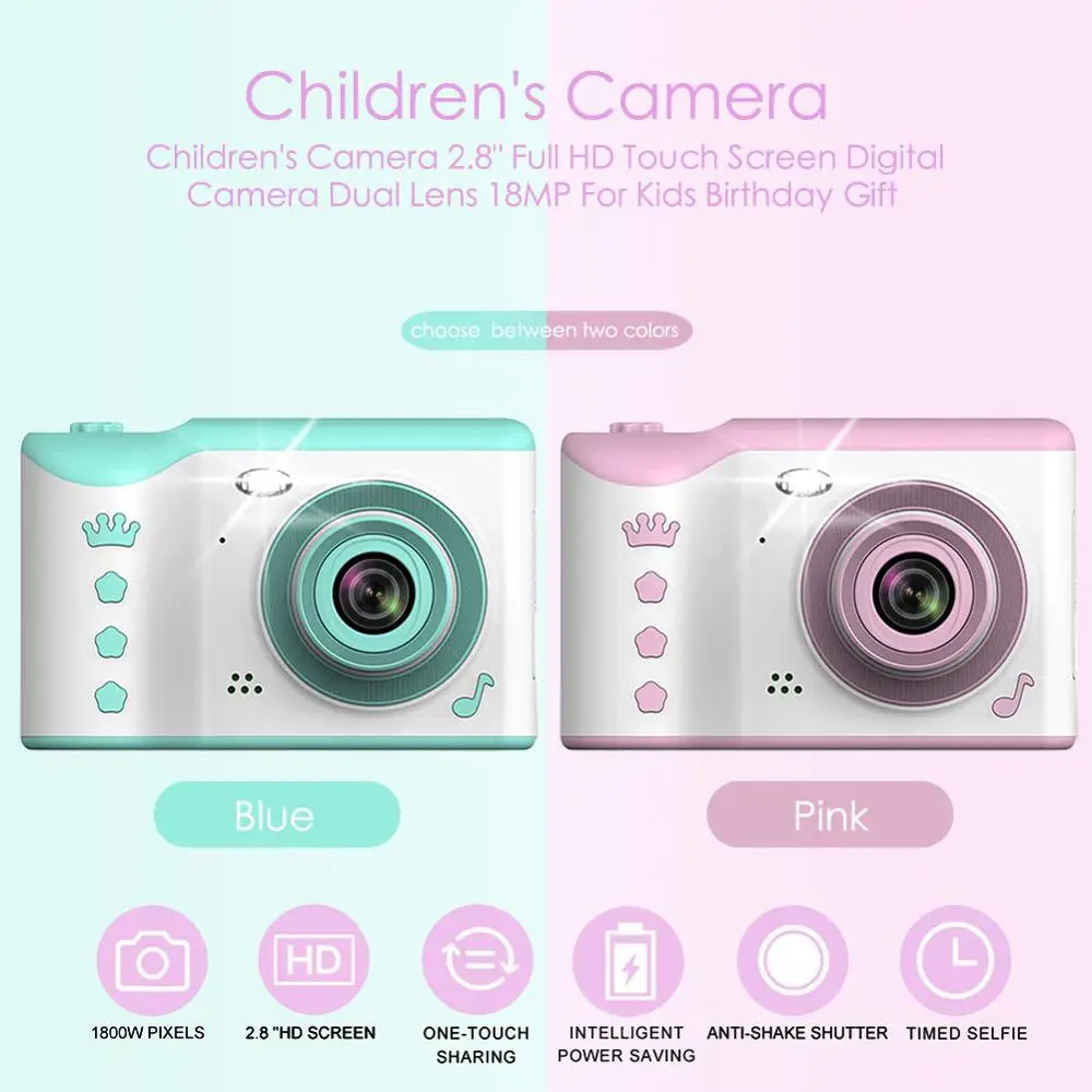 18MP Educational Toy Camera 2.8" Full HD Digital Children Cameras Dual Lens Video Recording For Kids Birthday Christmas Gift |