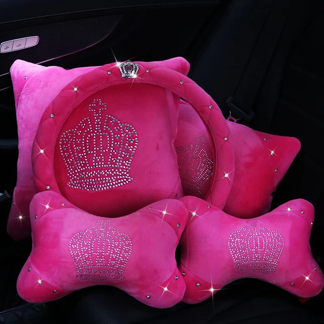 Pink Crystal Steering Wheel Covers Women Girls Car Decoration