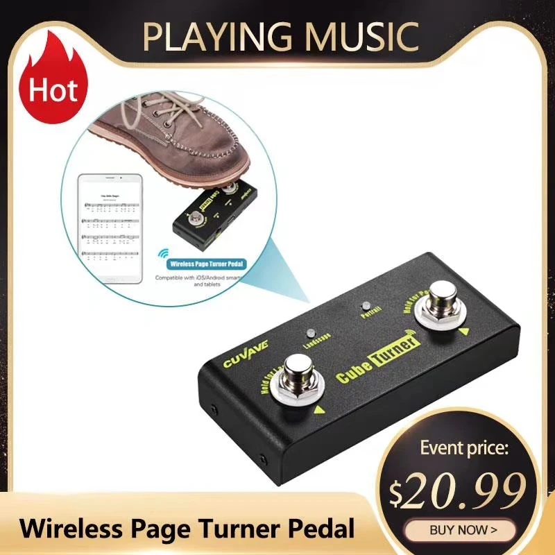 CUVAVE Cube Turner Wireless Page Turner Pedal Supports Looper
