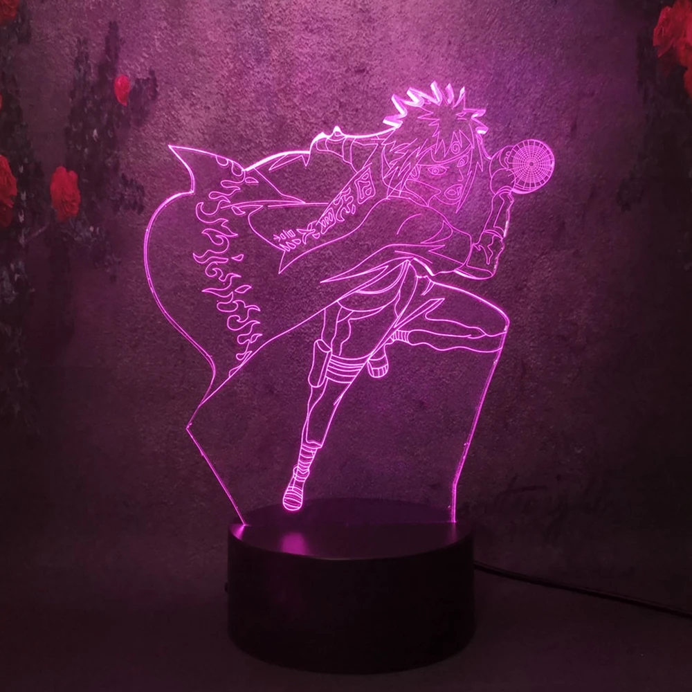 Рисунок из мультфильма; креативное комиксов рисунок светодиодный 3D стол Ночной светильник лампа Узумаки Наруто отец Uzumaki USB Plug ночники 7 цветов флэш-памяти