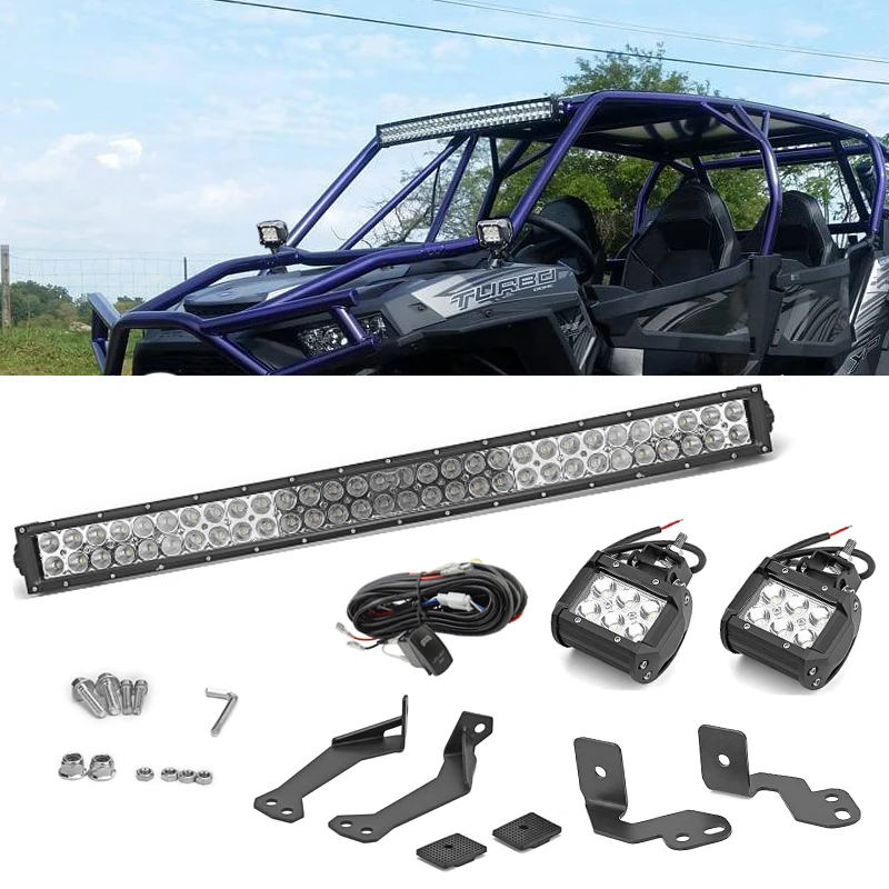 Для POLARIS RZR XP 1000 2014-2020 900 2016-2020 Изогнутые 180W светодиодный бар + 18 Вт светильник Pod