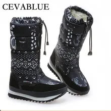 LTARTA/ г. Женские зимние ботинки Высота платформы по колено, на танкетке, теплые ботинки для женщин, большие размеры 35-42, бархатные зимние ботинки s JSH-0767