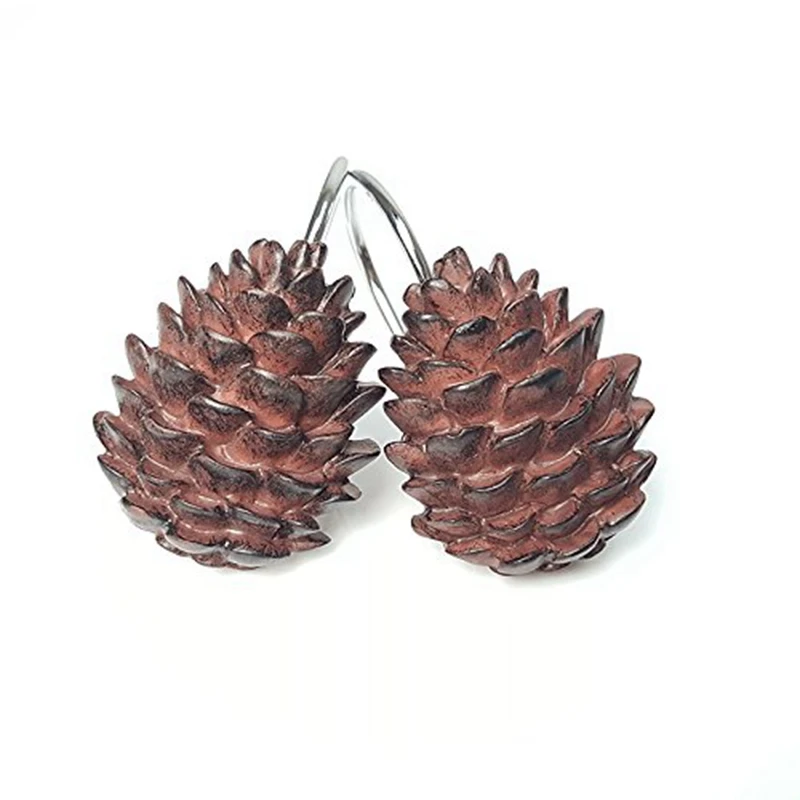 Крючки для душевой занавески Pinecone, набор колец для ванной комнаты, потолочные вешалки, стойкие к ржавчине хромированные крючки, отличные домашние украшения для гостиницы