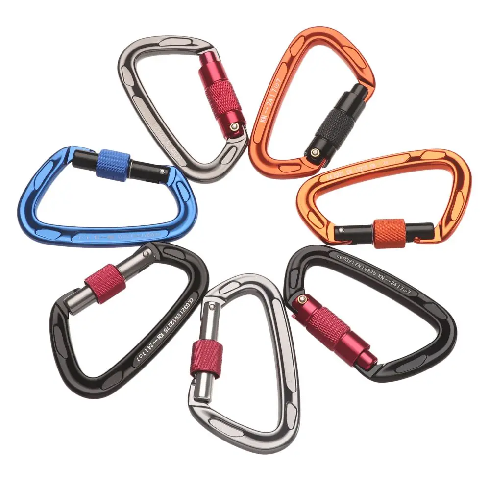 Climbing Carabiner 12/23/24/25KN Professional D Shape Safety Aluminum Key Hooks Security Master Lock Outdoor Hiking Tool