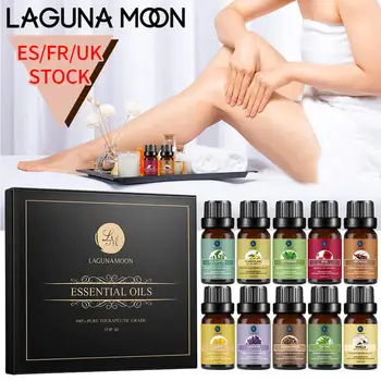

Ship From ES/FR LAGUNAMOON 10PCS Kit 10ML Pure Essential Oils Set Lavender Eucalyptus Vanilla Peppermint Ylang Lemon Sandalwood