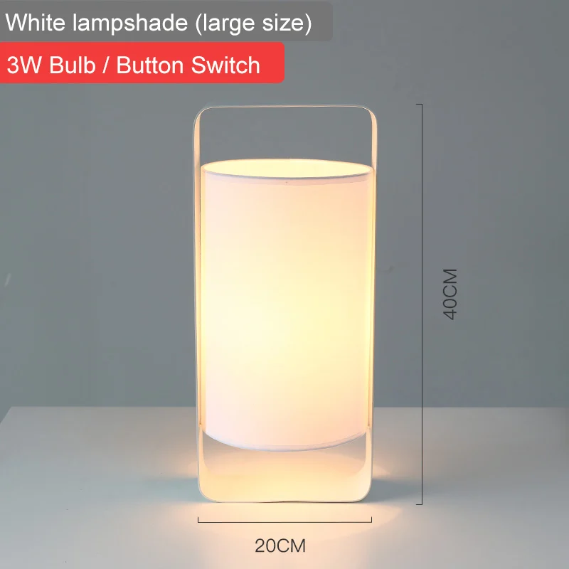 Светодиодный настольный светильник, современный декоративный мягкий светильник для спальни, для чтения, прикроватный стол, теплый ночной Светильник, 86-265 в, ЕС, Австралия, США, Великобритания, вилки - Цвет абажура: Large White