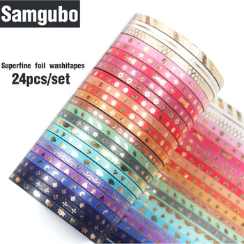 

24pcs/set Superfine foil washi tape set DIY thin tapes japanese decoration masking tape journal washitape 24 colors