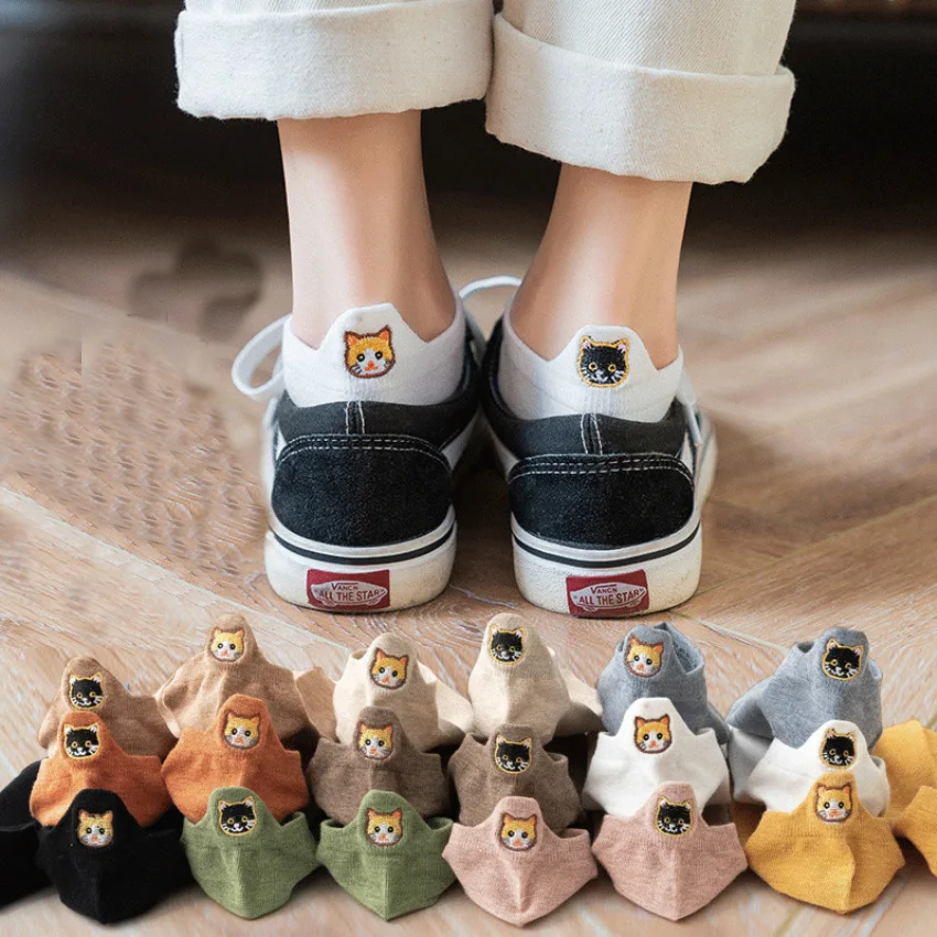 5 пар милых носков женские хлопковые носки в Корейском стиле Harajuku Kawaii забавные