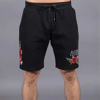 

China's style men shorts Fashion peony embroidery 5 point pants Men Casual Slim Bottoms shorts High quality sweatpants