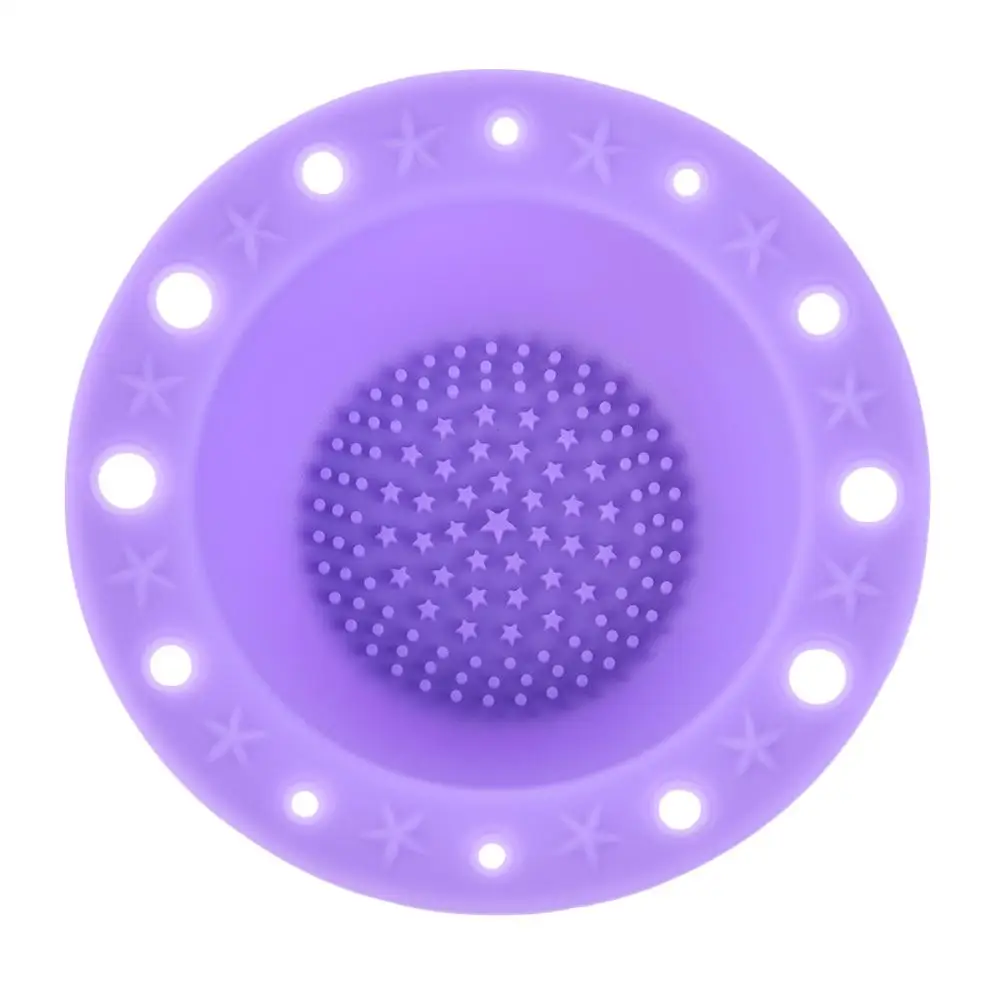 1 шт. многоцветная силиконовая губка для удаления макияжа скраб для мытья косметической щетки Чистящая прокладка - Handle Color: Purple