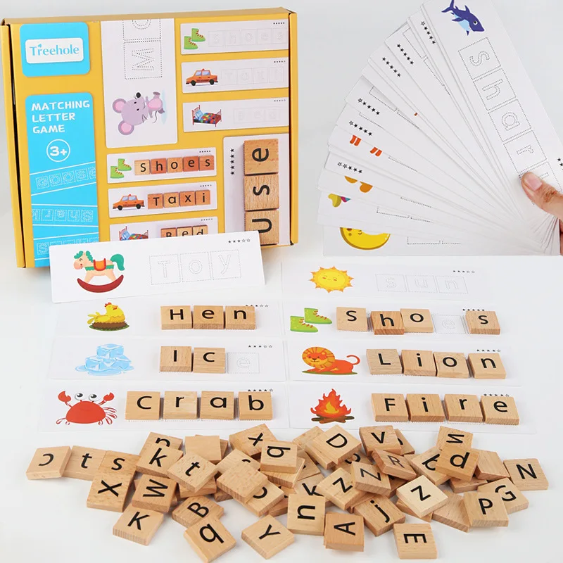 

Wooden Letter Spelling Words Game Kids Toy Alphabet Early Learning Educational Animals Vehicle Learning Montessori Puzzles Toys