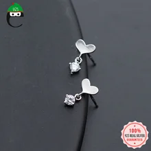 ElfoPlataSi стерлингового серебра 925 пробы сердце с CZ серьги гвоздики для женщин девушка ребенок леди серебряные ювелирные изделия подарок XY1035