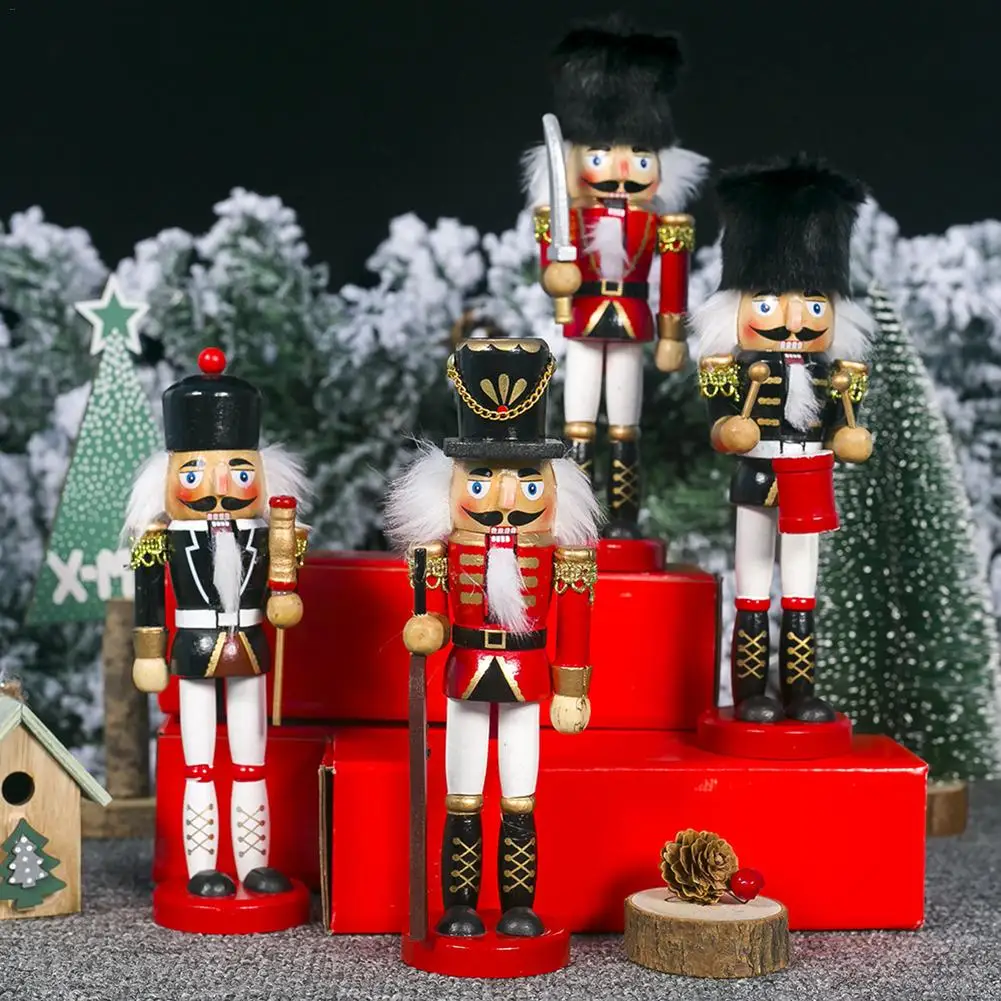 

Christmas Decoration Ornament 20CM Wooden Nutcracker Doll Soldier Handmade Puppet for Home Desktop Decoration