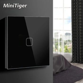 

MiniTiger LED Lamp Touch Switch EU/UK Standard Glass Panel Switch, 2 Gang 1 Way, AC220V EU Light Wall Touch Screen Switch
