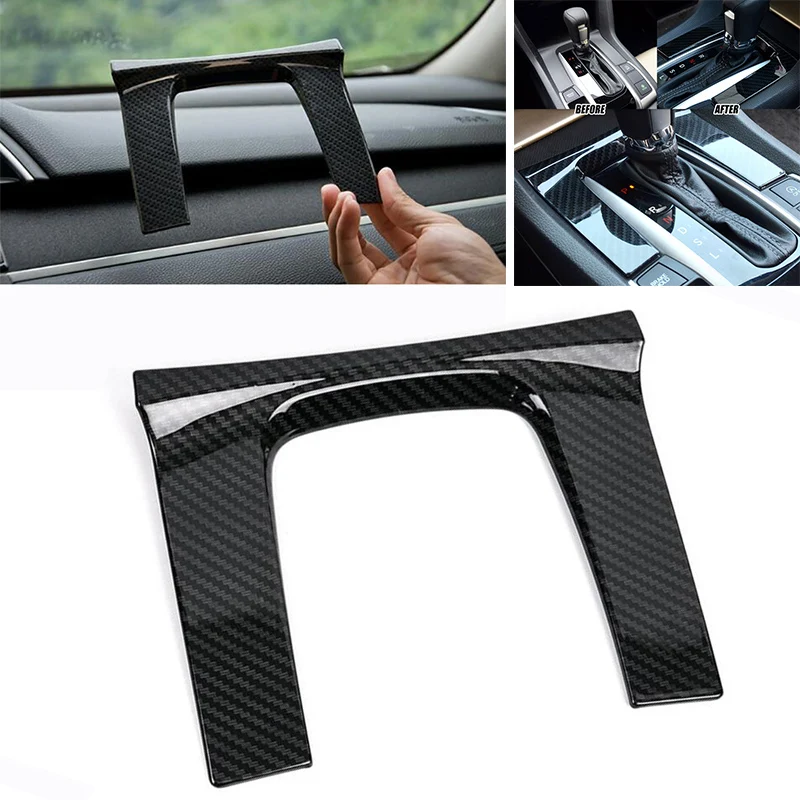 

For Honda Civic Sedan 16-2018 Carbon Fiber Style Gear Shift Panel Cover Trim New