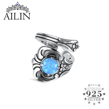 

AILIN Classial Ring Silver 925 Women Personalized Spoon Opal Ring Custom Engraved Jewelry Birthday Gift For Mother Girlfriends