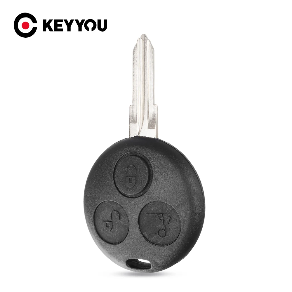 

KEYYOU Replacement For Mercedes Benz SMART Fortwo 450 Forfour Roadster 3 Buttons Umcut Blank Blade Remote Key Shell Fob Car Case