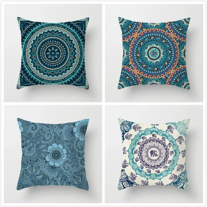 

Fuwatacchi Mandala Pattern Cushion Cover Woven Geometric Floral Pillow Cover for Home Sofa Chair Decorative Pillows 45*45cm