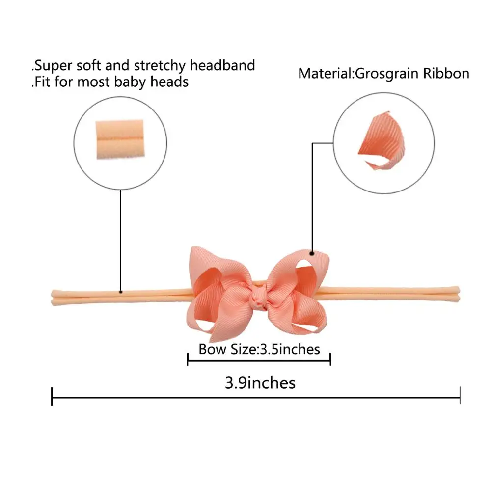 40 шт., Бутик 3," Hiar банты для маленьких девочек, мягкие повязки на голову, лента с бантом для новорожденных, 20 цветов