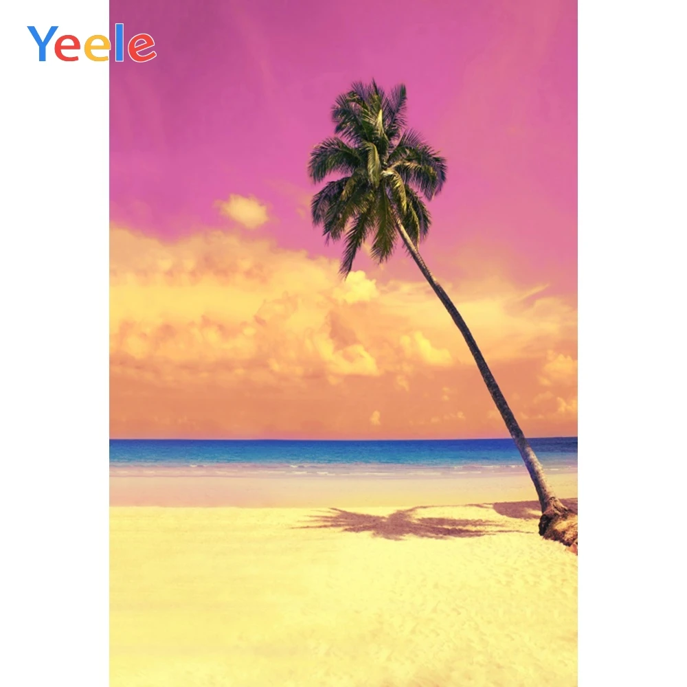 

Summer Holiday Green Palm Trees Beach Sand Sky Photography Vinyl Backdrops Personalized Photographic Background For Photo Studio