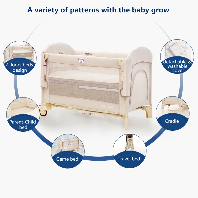 Valdera детская складная многофункциональная кровать-колыбель для новорожденных, кровать с прошивкой, игровая кровать с тележкой