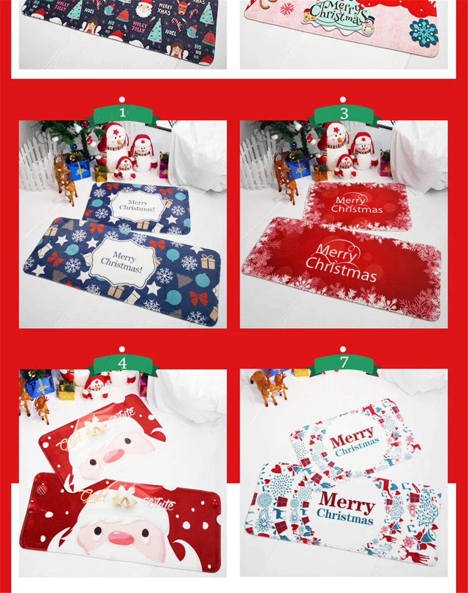 Красный Рождественский коврик, кухонный коврик, Длинные рождественские украшения для дома, милый мультяшный коврик с Санта Клаусом для двери, напольные коврики