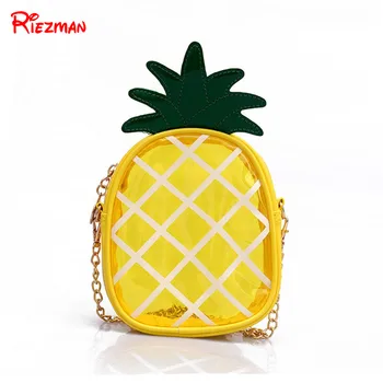 

Small Transparent Jelly Bag Mini Pineapple Bag Summer Cute Chain Shoulder Slung Mobile Phone Bag Waterproof Fruit Style Tote Bag