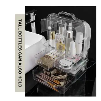 

Professional Portable Transparent Large Capacity Makeup Organizer Cosmetic Storage Box Dustproof Jewelry Container Drawer