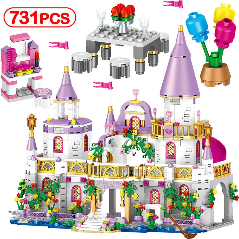 

731PCS Princess Castle Windsor's Castle Building Blocks Legoing Friend Figures Bricks Educational DIY Toys For Girls